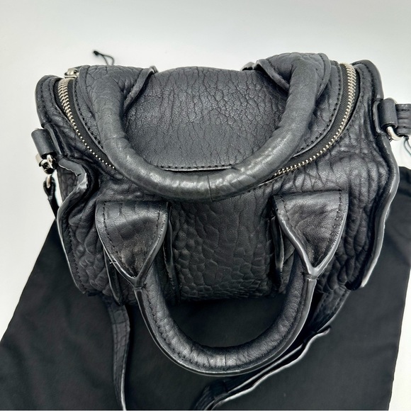 ALEXANDER WANG Pebbled Lambskin Inside Out Rockie Black Clear Resin Hardware - Picture 2 of 15